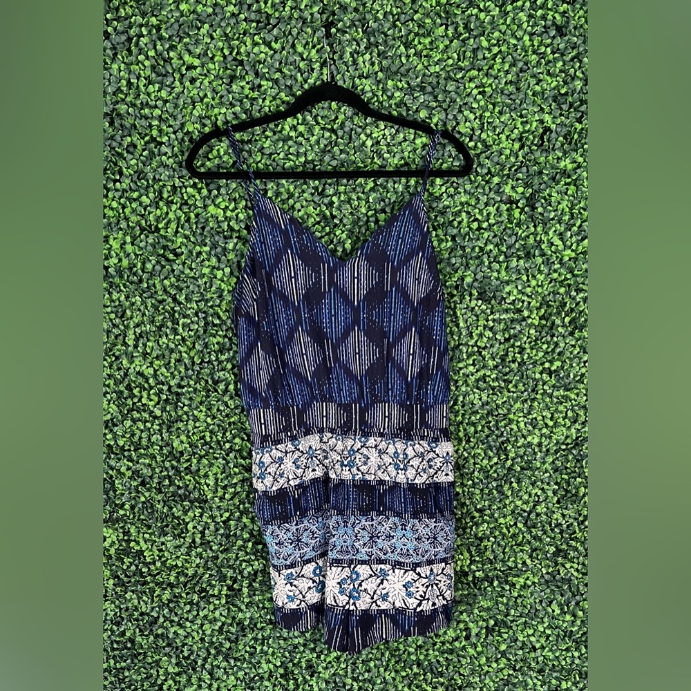 Blue and White Patterned Romper